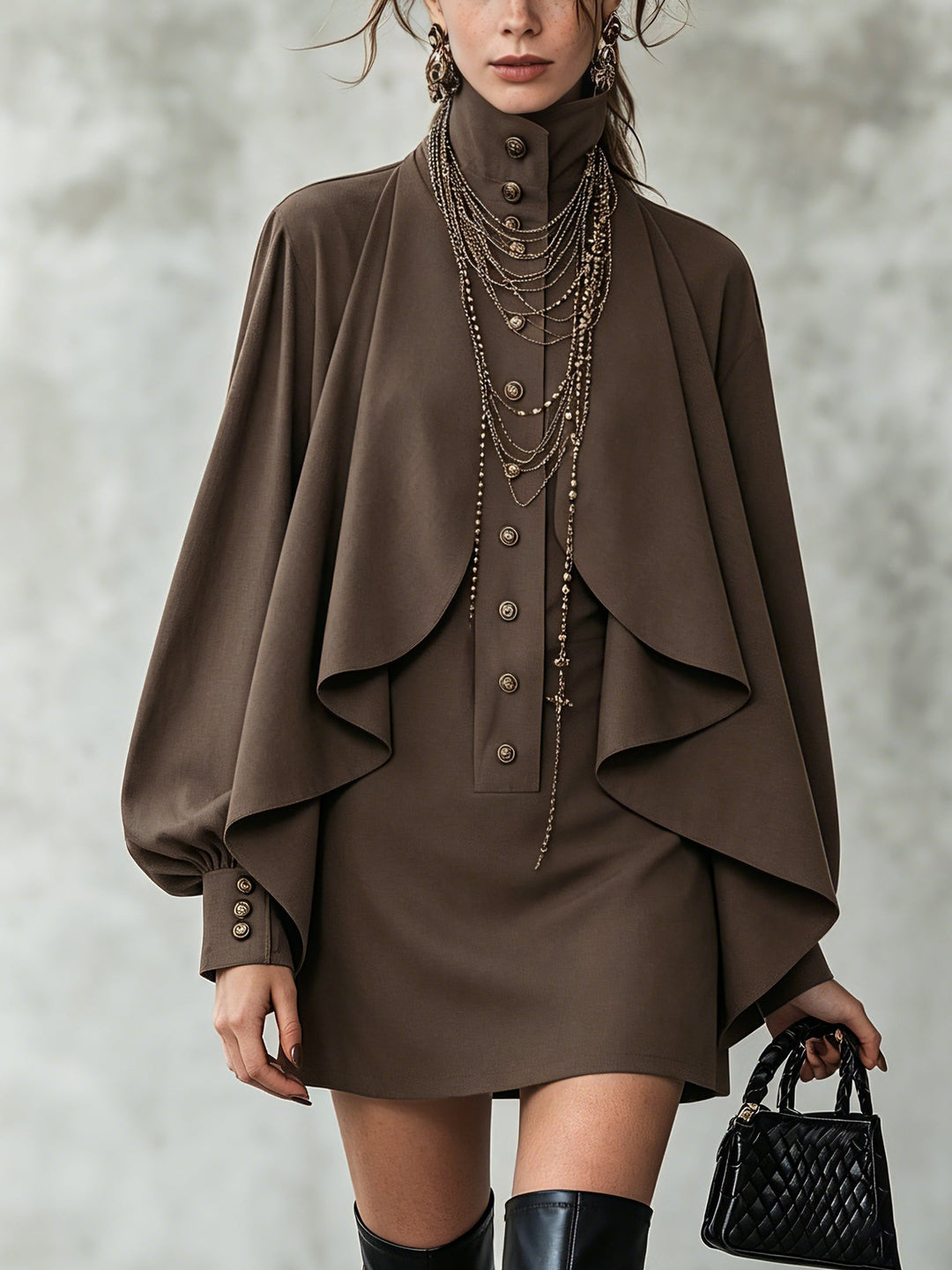 Viola | High-Neck Cape Mini Dress
