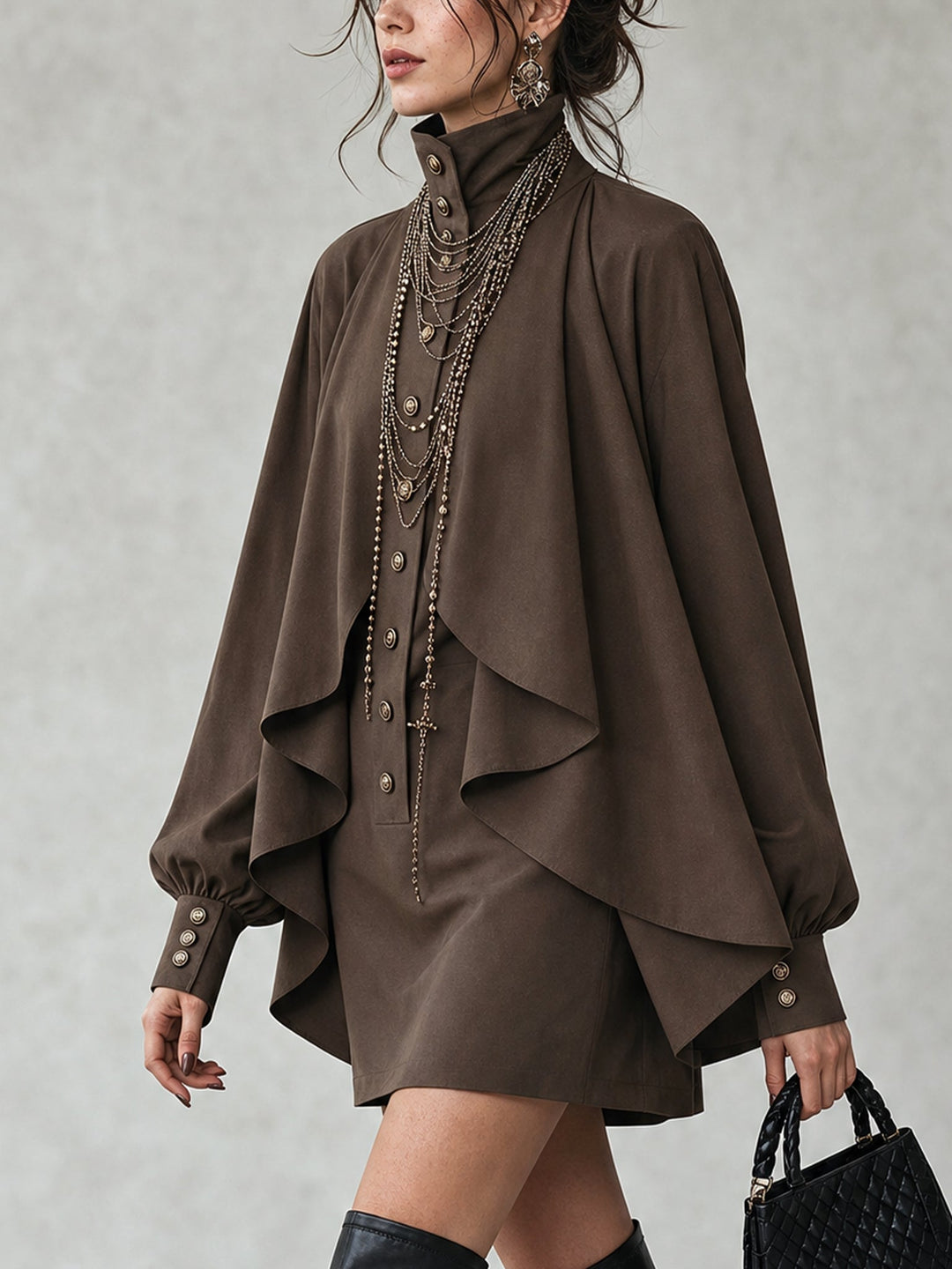 Viola | High-Neck Cape Mini Dress