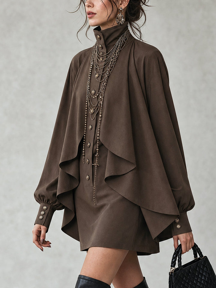 Viola | High-Neck Cape Mini Dress