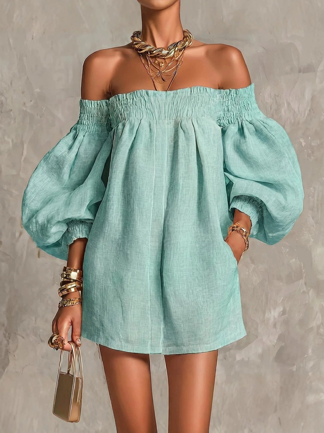 Olympia | Off-Shoulder Puff-Sleeve Mini Dress