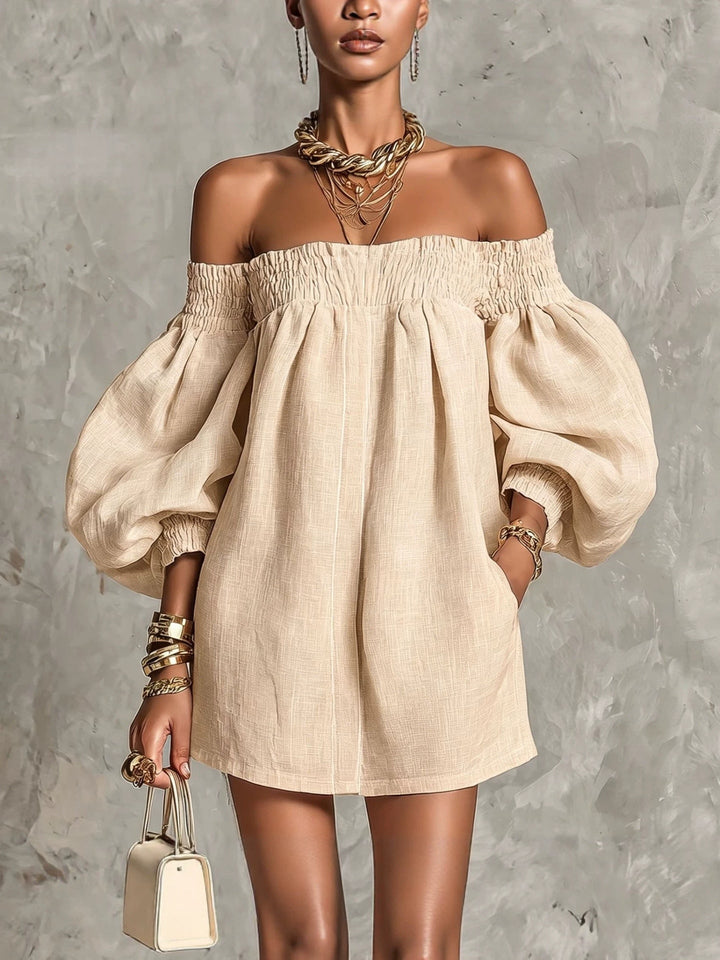 Olympia | Off-Shoulder Puff-Sleeve Mini Dress