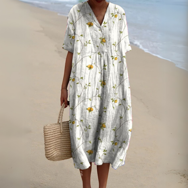Rosalie | Painted Floral V-Neck Dress