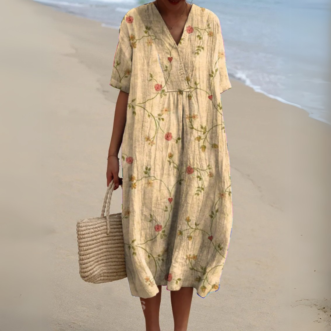 Rosalie | Painted Floral V-Neck Dress