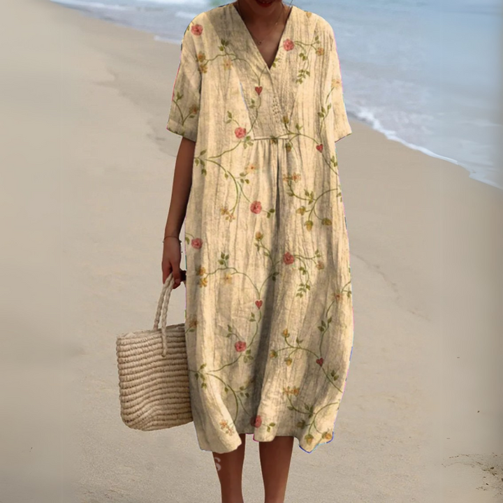 Rosalie | Painted Floral V-Neck Dress