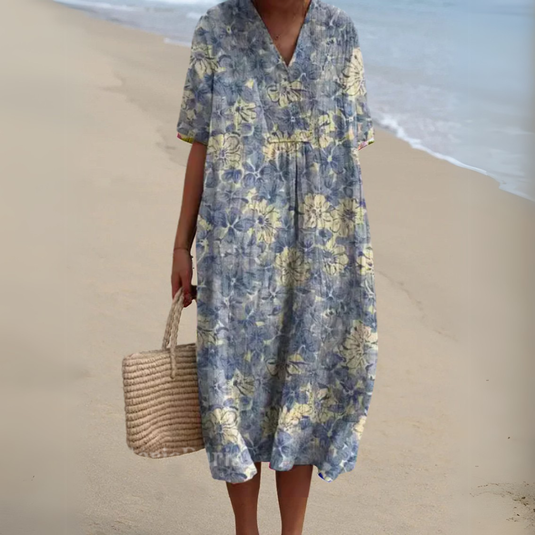 Rosalie | Painted Floral V-Neck Dress
