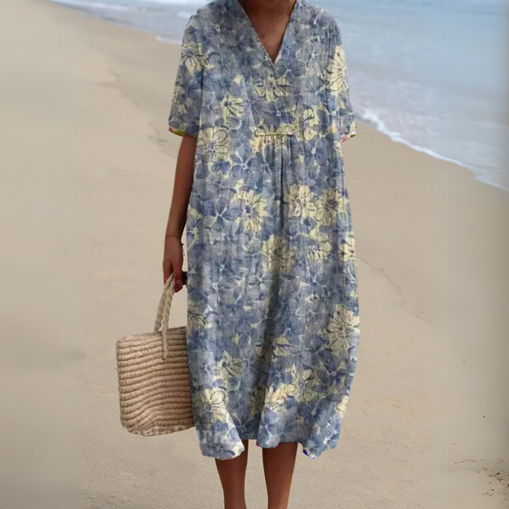Rosalie | Painted Floral V-Neck Dress