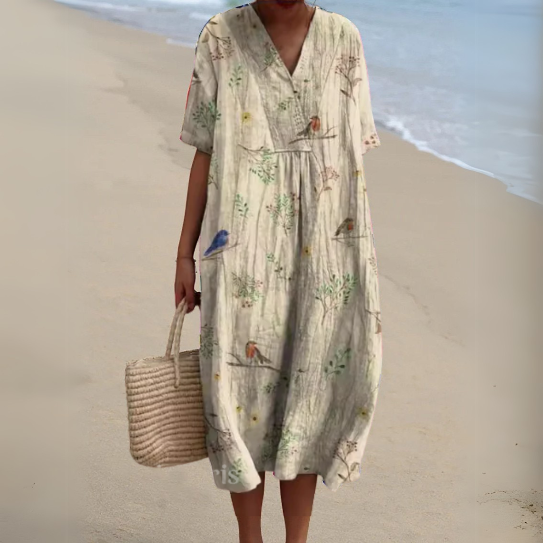 Rosalie | Painted Floral V-Neck Dress