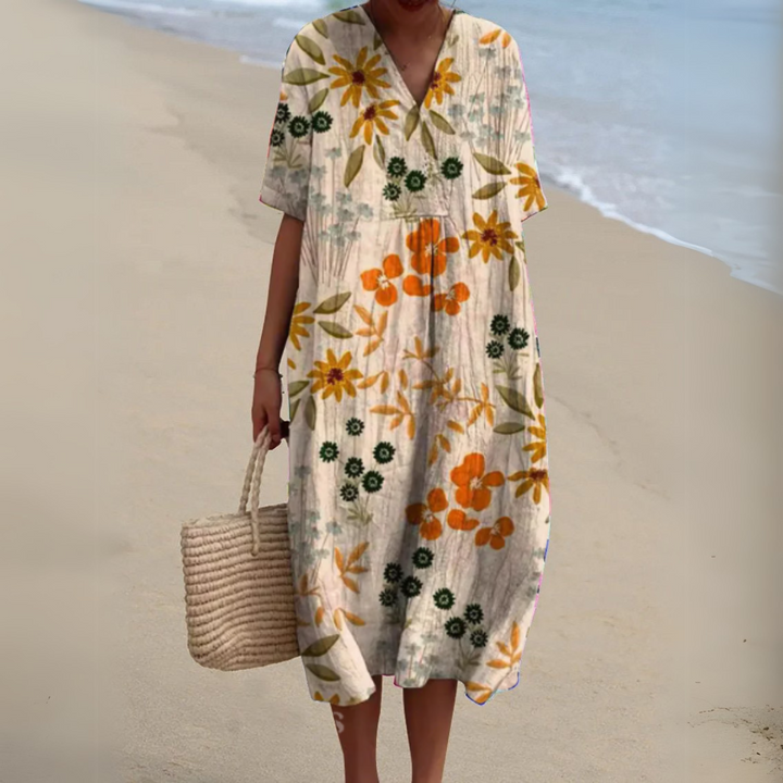 Rosalie | Painted Floral V-Neck Dress