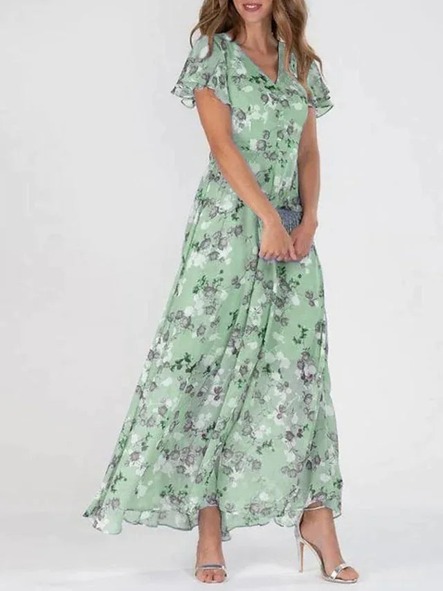 Marigold Short Sleeve Floral Maxi Dress