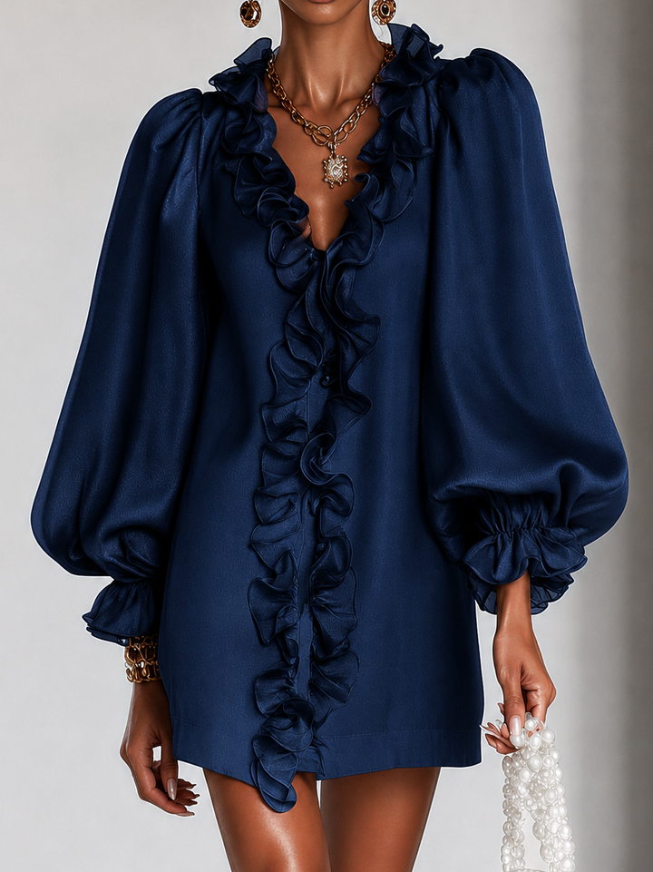 Marina | Ruffled Puff-Sleeve Mini Dress