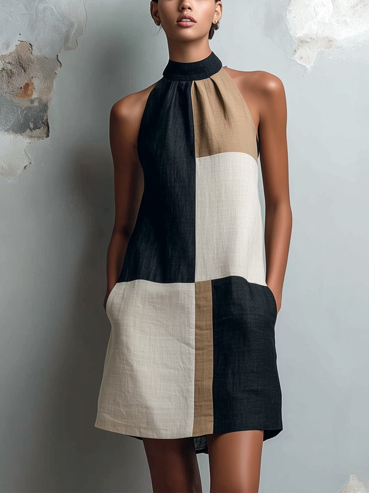 Allegra | Colour Block Halter Dress