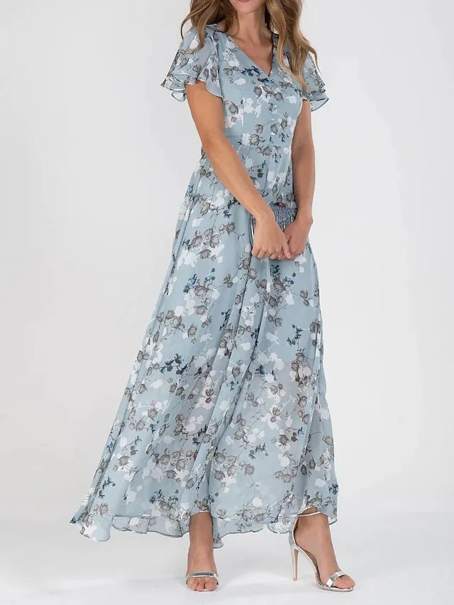 Marigold Short Sleeve Floral Maxi Dress