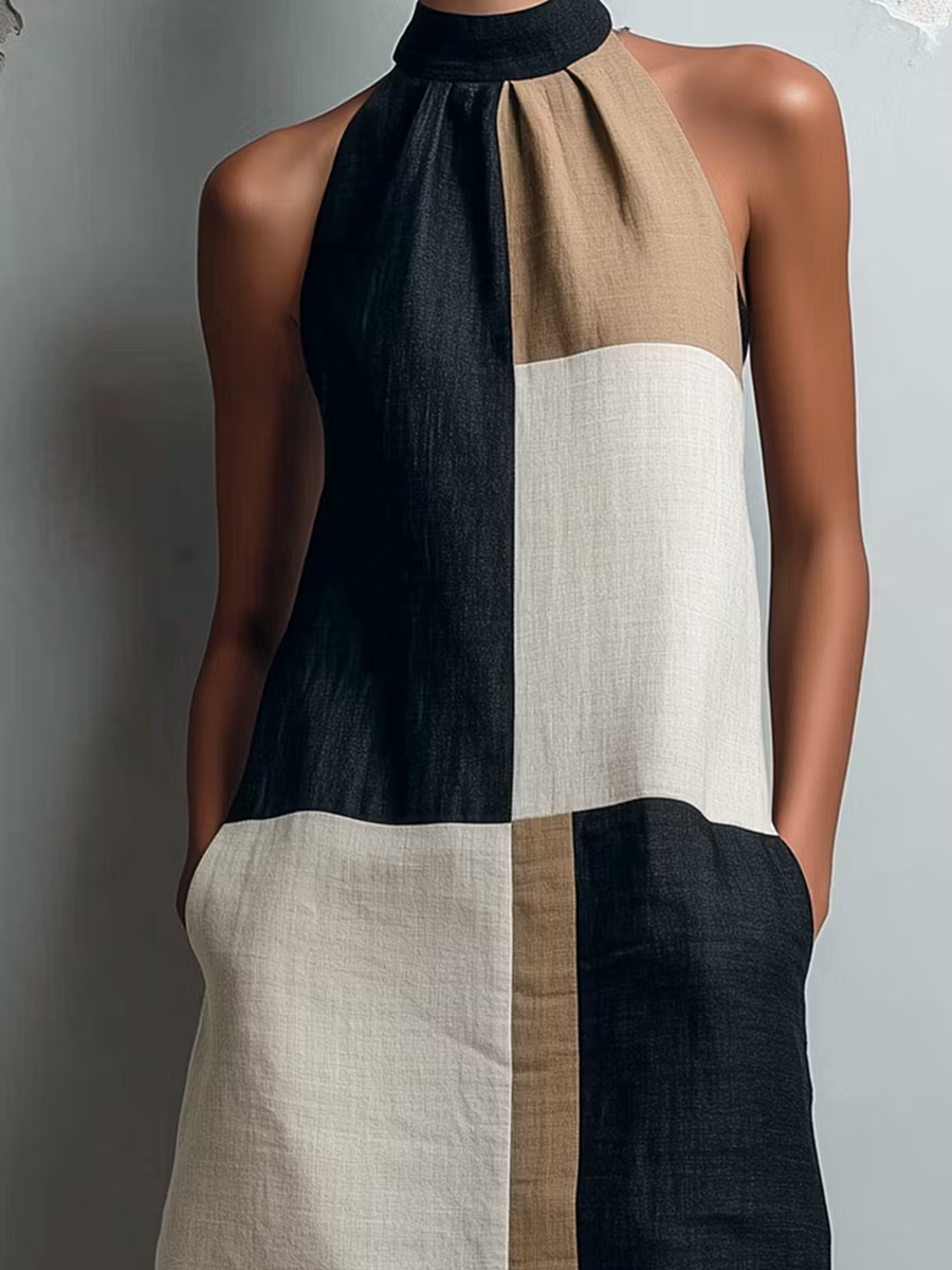 Allegra | Colour Block Halter Dress
