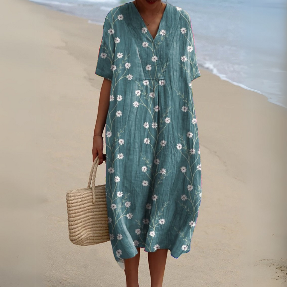 Rosalie | Painted Floral V-Neck Dress