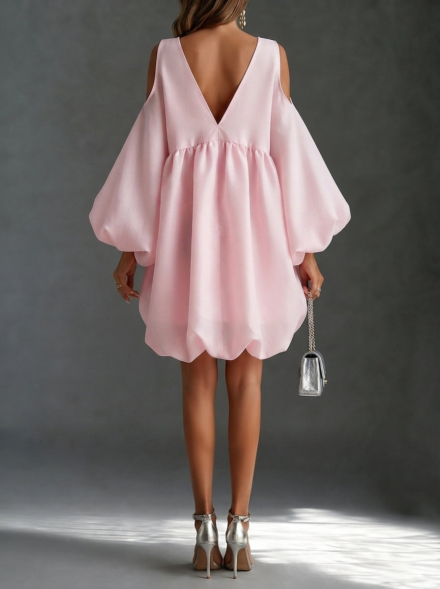 Victoria | Cold-Shoulder Balloon-Sleeve Mini Dress