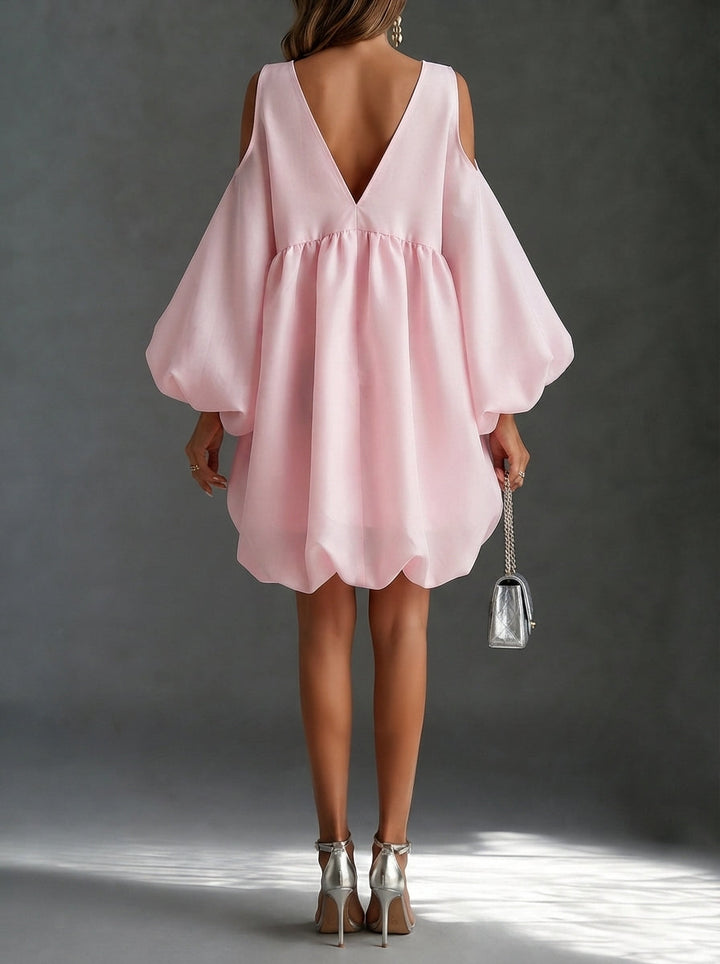 Victoria | Cold-Shoulder Balloon-Sleeve Mini Dress