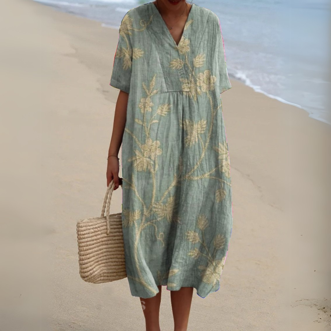 Rosalie | Painted Floral V-Neck Dress