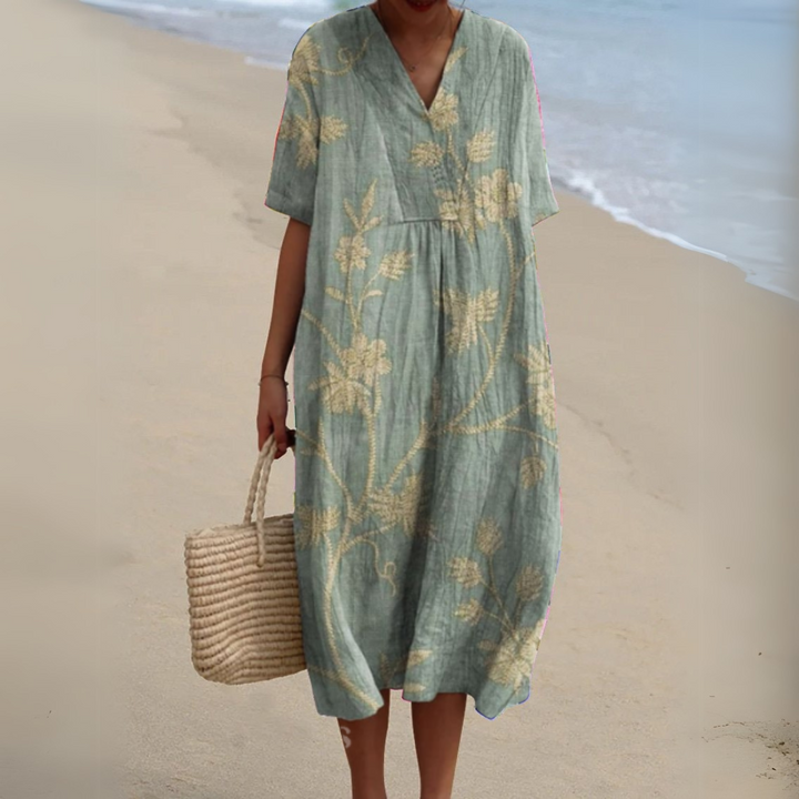 Rosalie | Painted Floral V-Neck Dress
