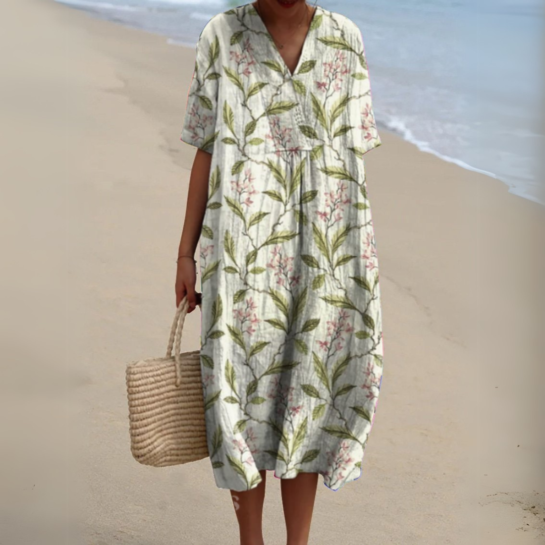 Rosalie | Painted Floral V-Neck Dress