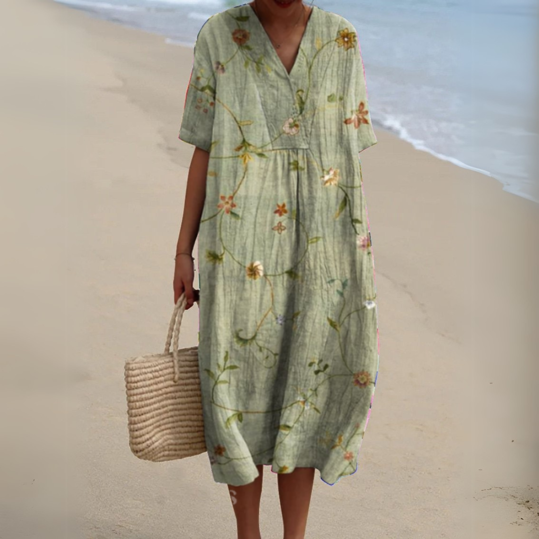 Rosalie | Painted Floral V-Neck Dress