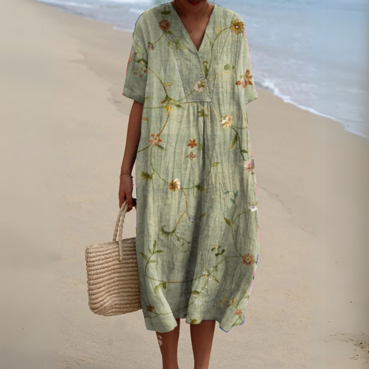 Rosalie | Painted Floral V-Neck Dress
