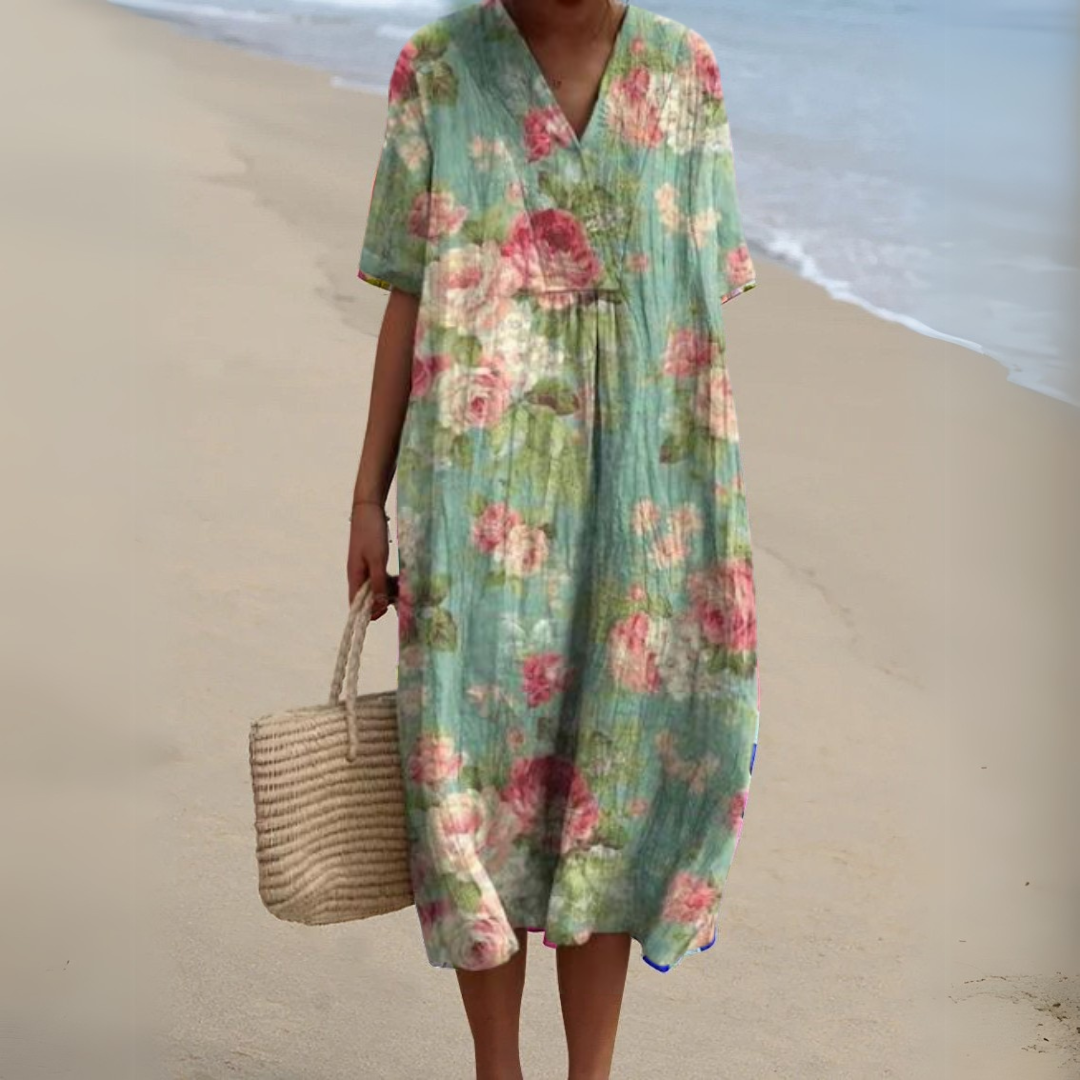 Rosalie | Painted Floral V-Neck Dress