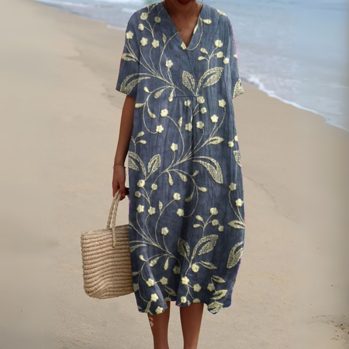 Rosalie | Painted Floral V-Neck Dress