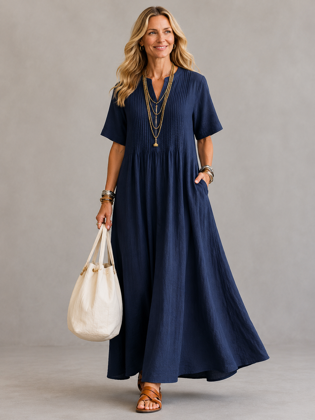 Catalina | Pleated Relaxed Maxi Dress