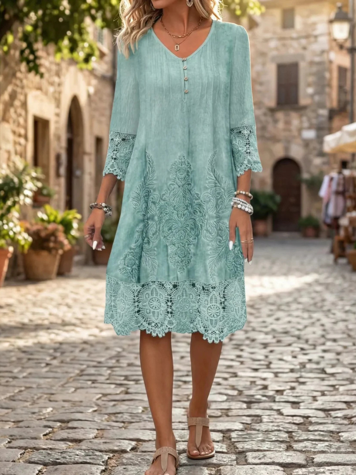 Juliana Lined Lace Midi Dress