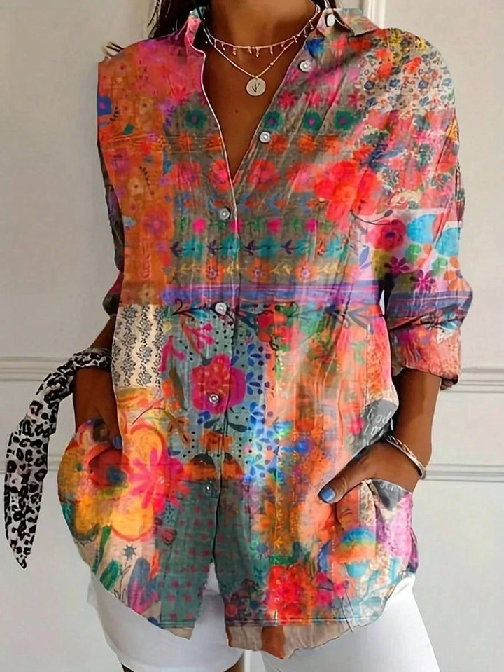 The Penelope Printed Button Blouse