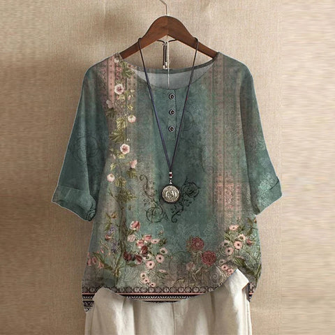 Rosalie | Vintage Floral Cotton Blouse