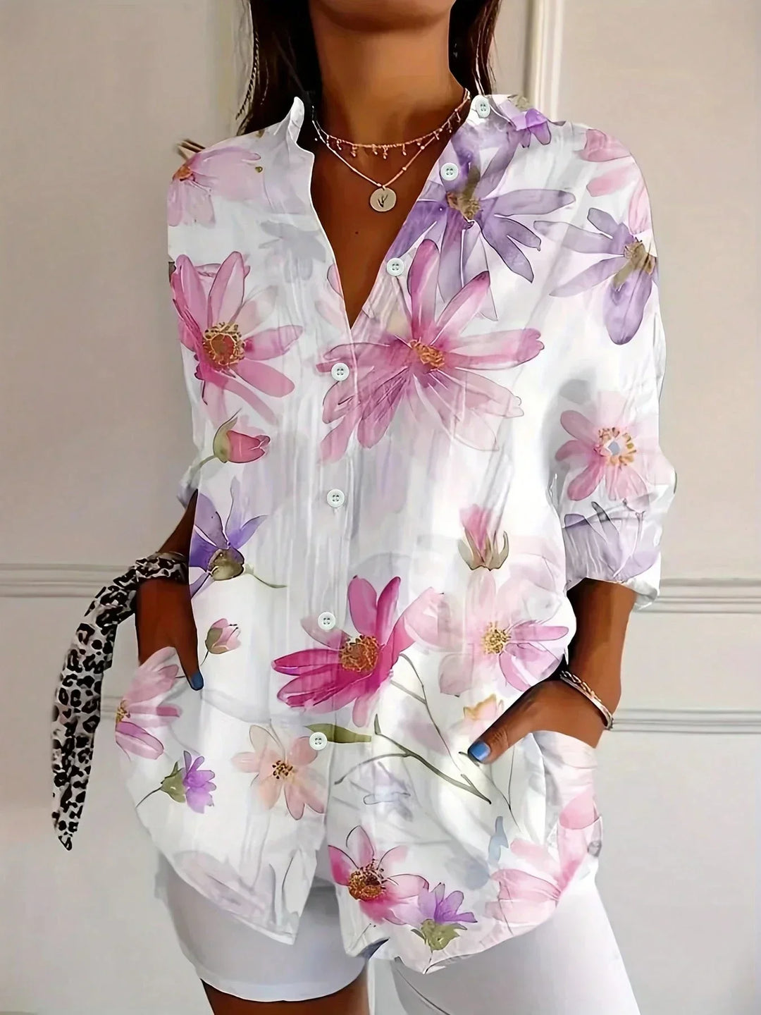 The Penelope Printed Button Blouse