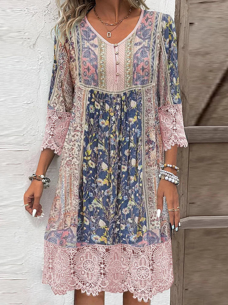 Juliana Lined Lace Midi Dress