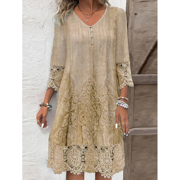 Juliana Lined Lace Midi Dress