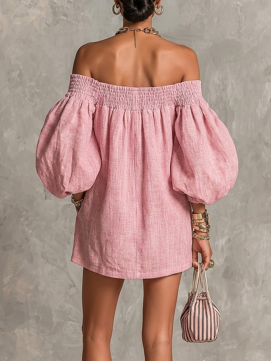 Olympia | Off-Shoulder Puff-Sleeve Mini Dress