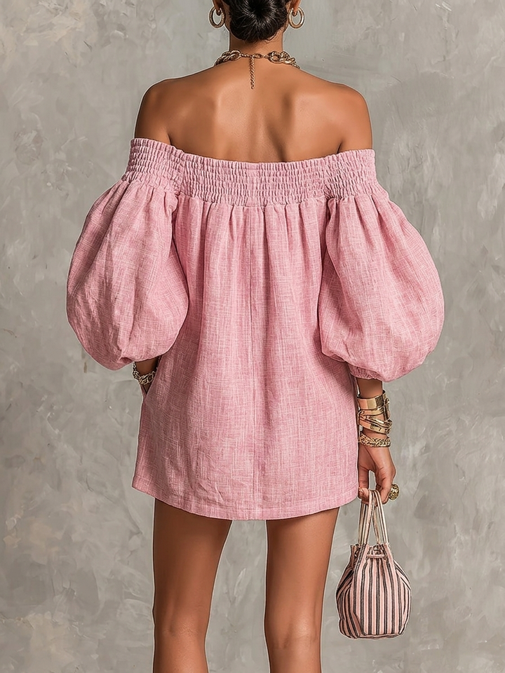 Olympia | Off-Shoulder Puff-Sleeve Mini Dress