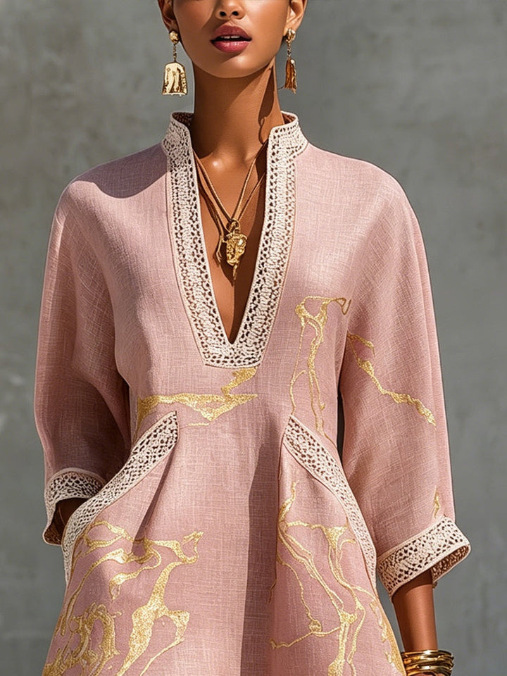 Josie | Lace-Trimmed V-Neck Mini Dress