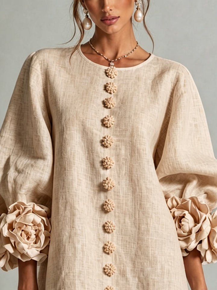 Clara | Blossom-Cuff Relaxed Mini Dress
