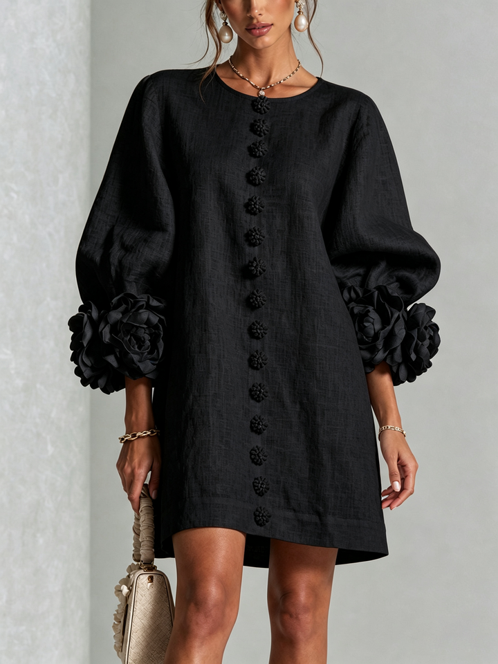 Charlotte | Rosette-Cuff Easy Mini Dress