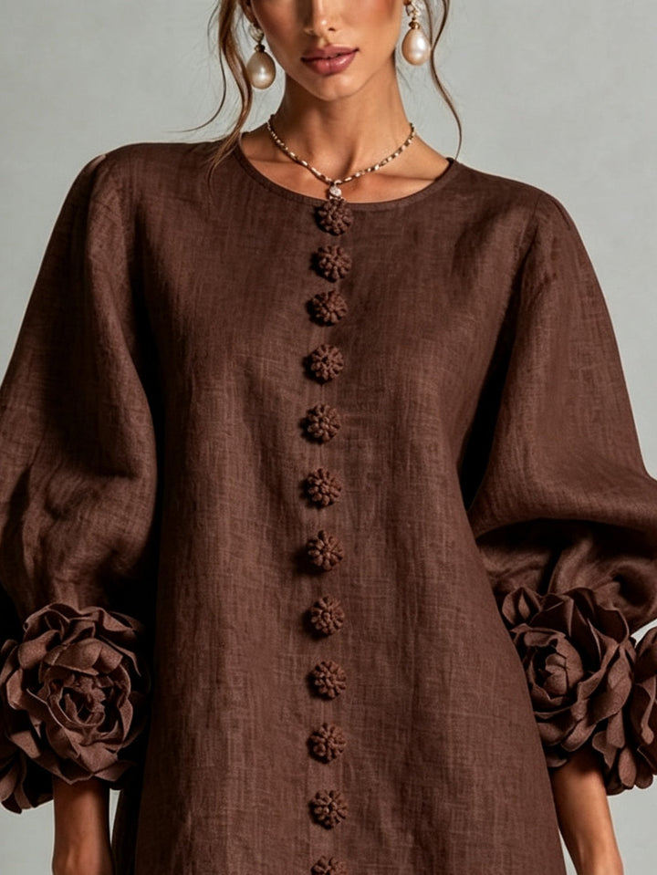 Claudia | Rosette-Cuff Relaxed Mini Dress