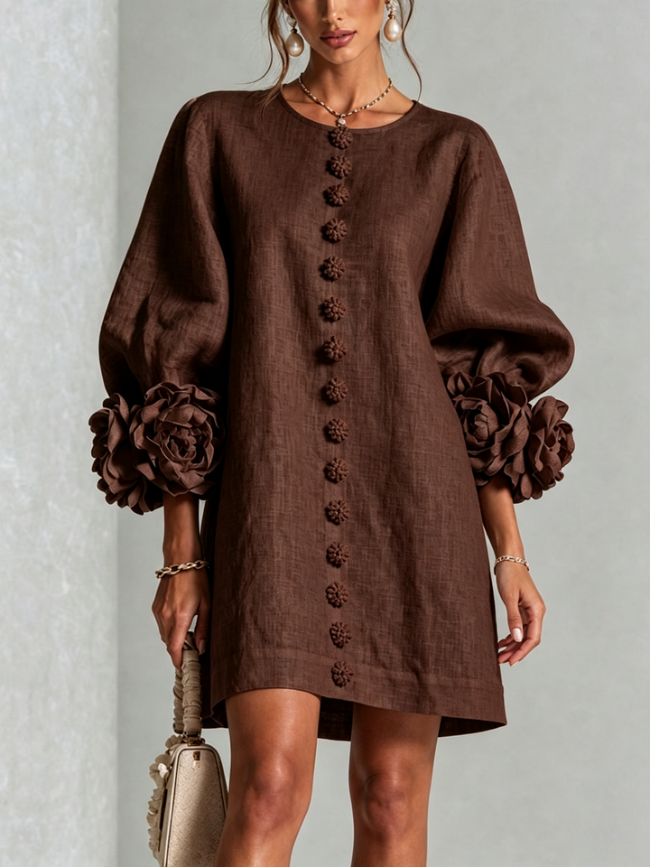 Charlotte | Rosette-Cuff Easy Mini Dress