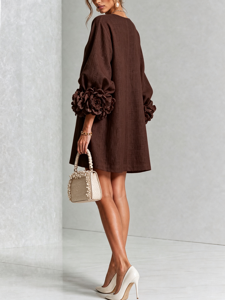 Claudia | Rosette-Cuff Relaxed Mini Dress
