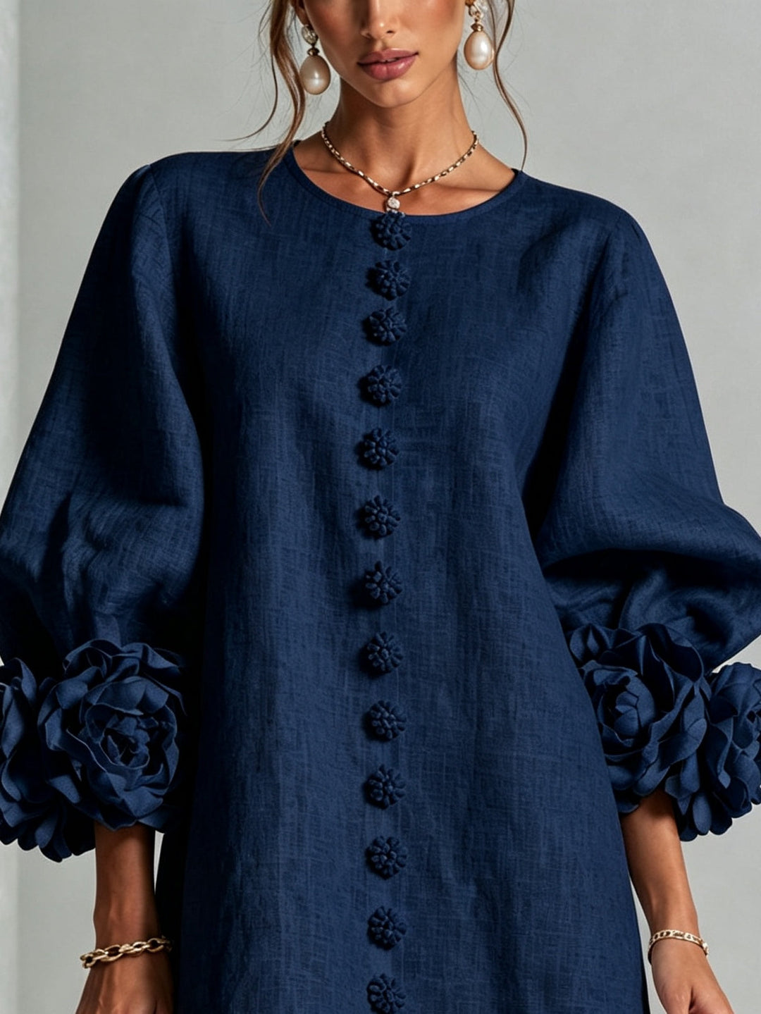 Aurelia | Sculpted Rosette-Cuff Mini Dress