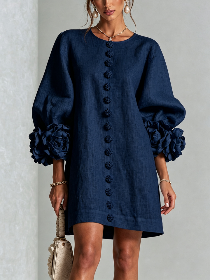 Charlotte | Rosette-Cuff Easy Mini Dress