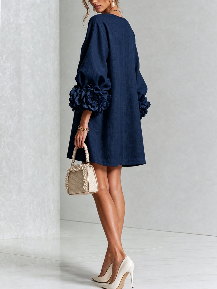 Aurelia | Sculpted Rosette-Cuff Mini Dress