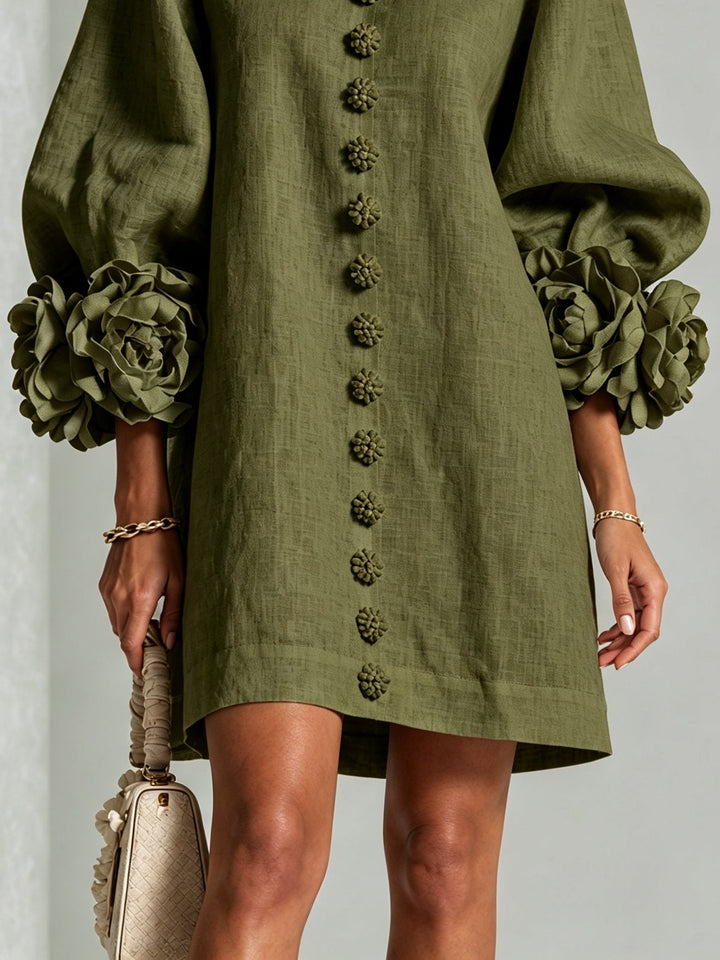 Emilia | Floral-Detail Button Mini Dress