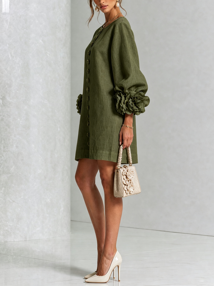 Emilia | Floral-Detail Button Mini Dress