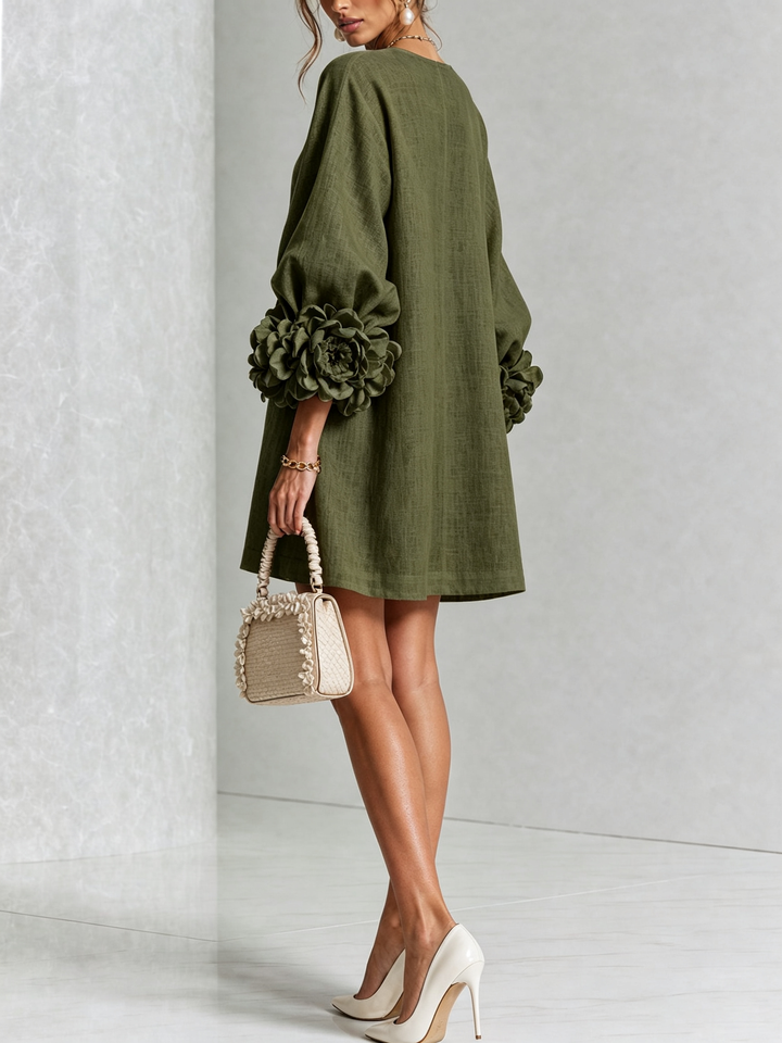 Emilia | Floral-Detail Button Mini Dress
