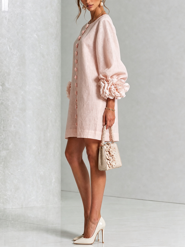 Allegra | Floral-Cuff Relaxed Mini Dress