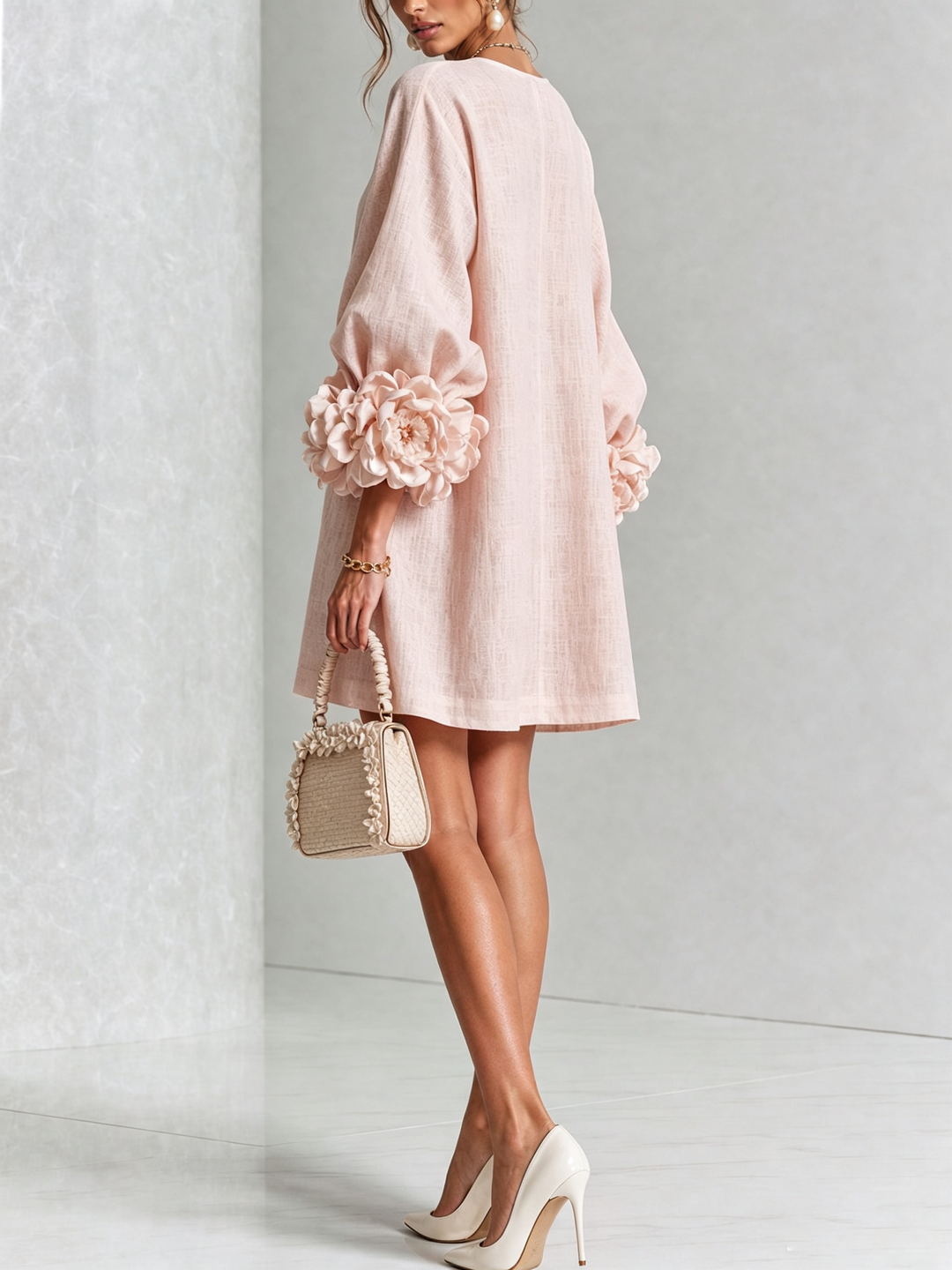 Allegra | Floral-Cuff Relaxed Mini Dress